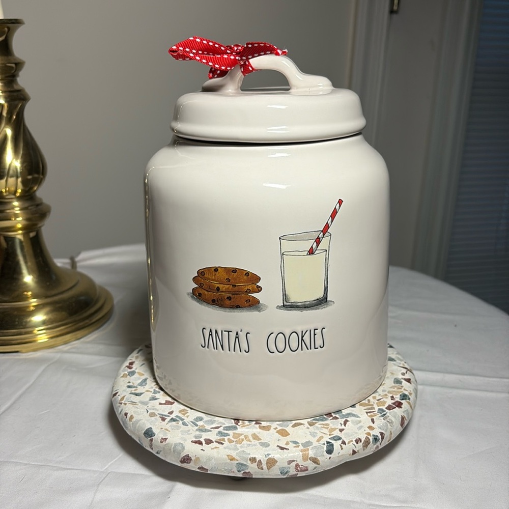 Rae Dunn Santa’s Cookies chubby cookie jar